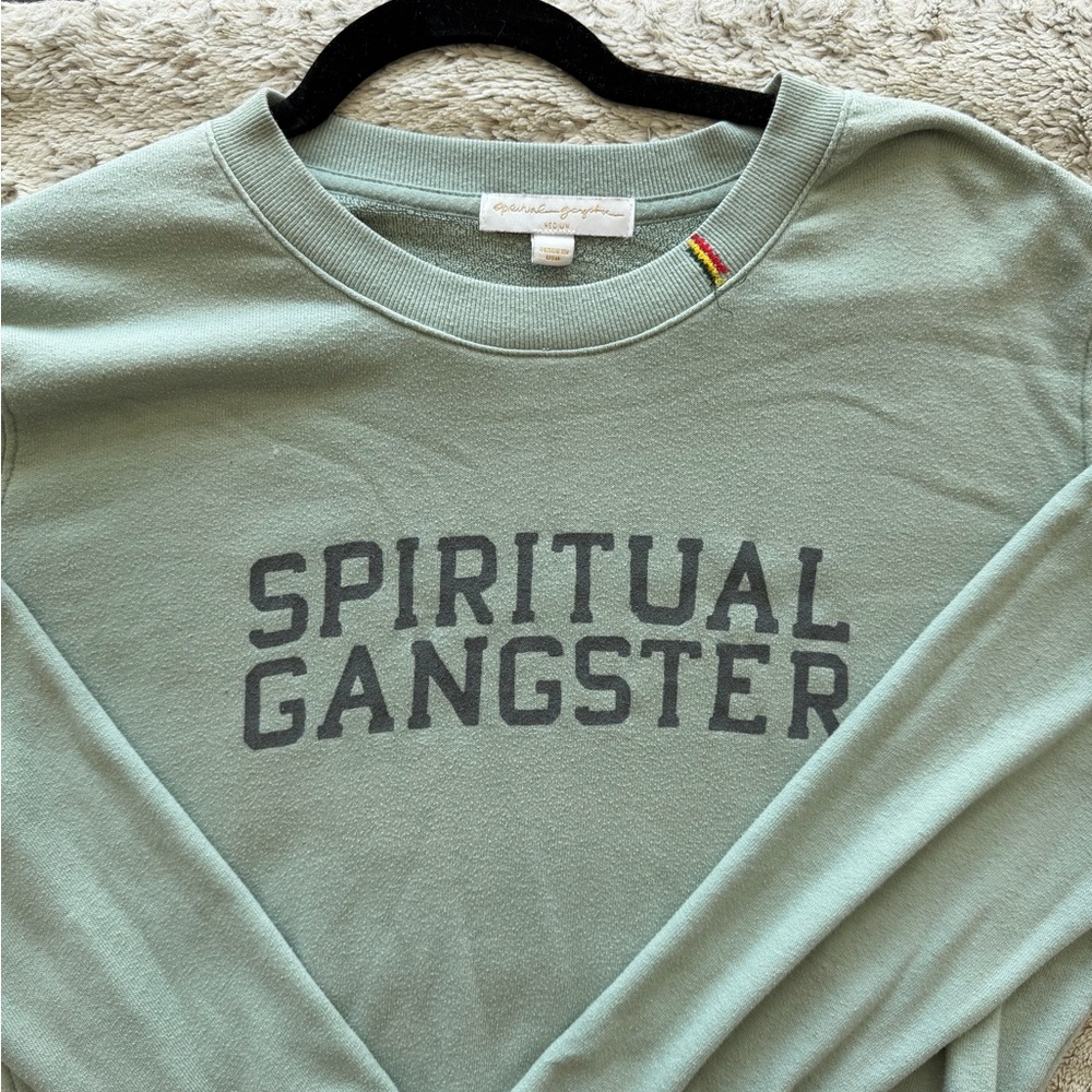 Spiritual Gangster Sage Green Pullover with Charcoal Logo